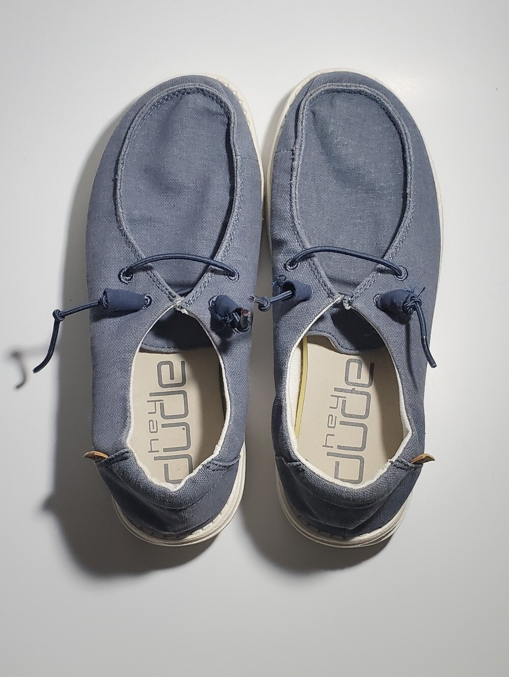 Hey Dude "Wendy" Linen Women's 8 Chambray Blend Shoes Lightweight Slip On EUC - Picture 10 of 15